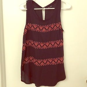 Lucky Brand Embroidered Tank Blouse sz LARGE